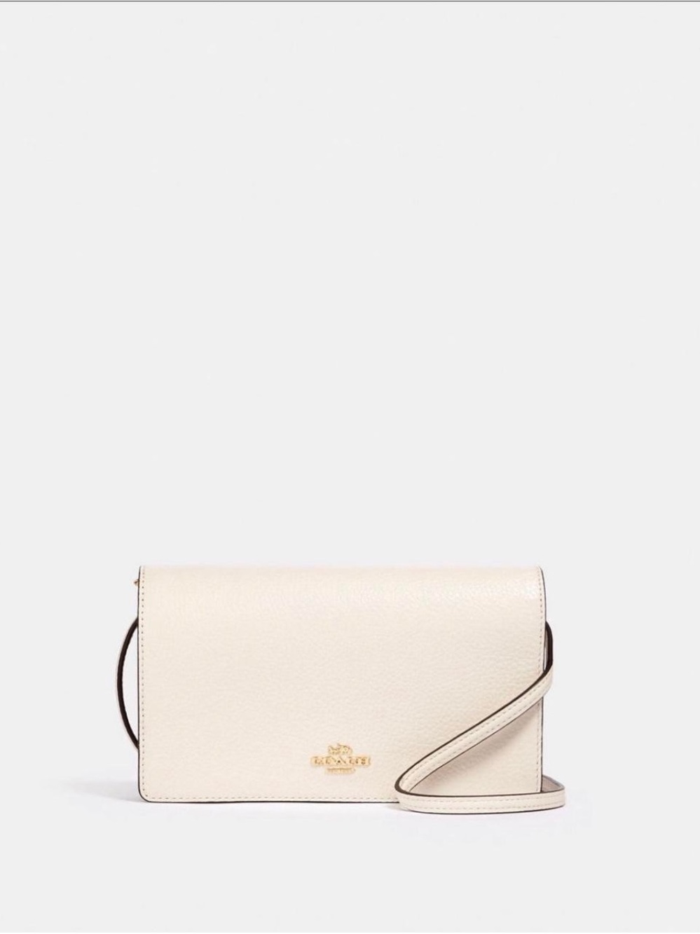 Coach White Pebbled Leather Crossbody with Gold Logo